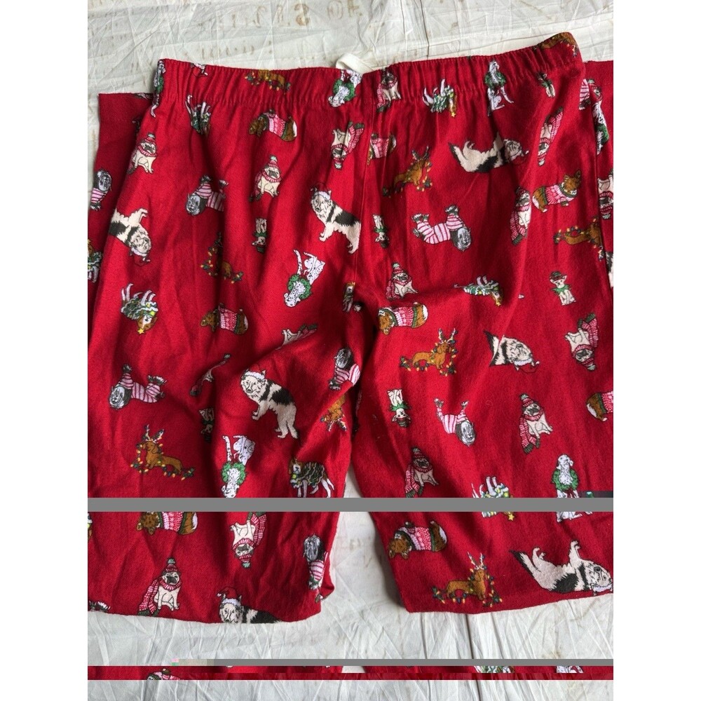 Old Navy Women's Flannel Pajama Pants Red Christmas Dog Graphic Drawstring M - Picture 3 of 8
